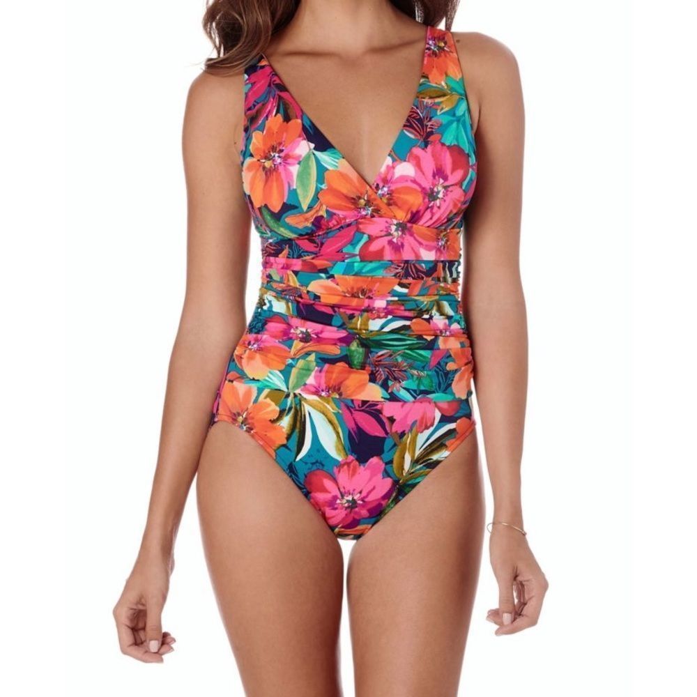 Floral V-Neck Tankini Top
